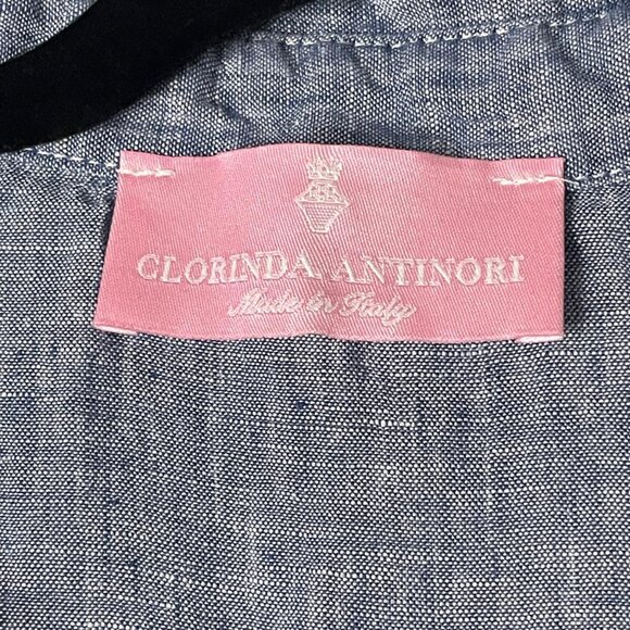 Clorinda Antinori Italian 100% Linen Maxi Dress Denim Blue XS Tiered Ruffle - Picture 3 of 10